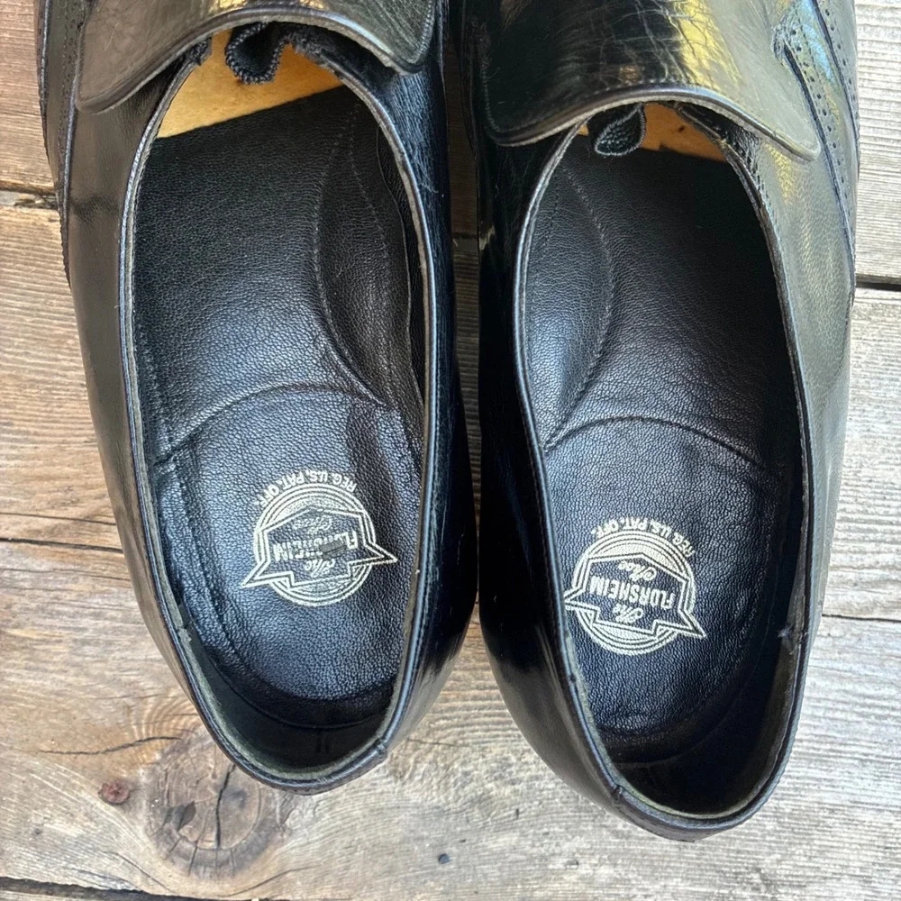 Vintage Florsheim Black Leather Kiltie Tassel Loafers Men's 7.5 E Wide 20108